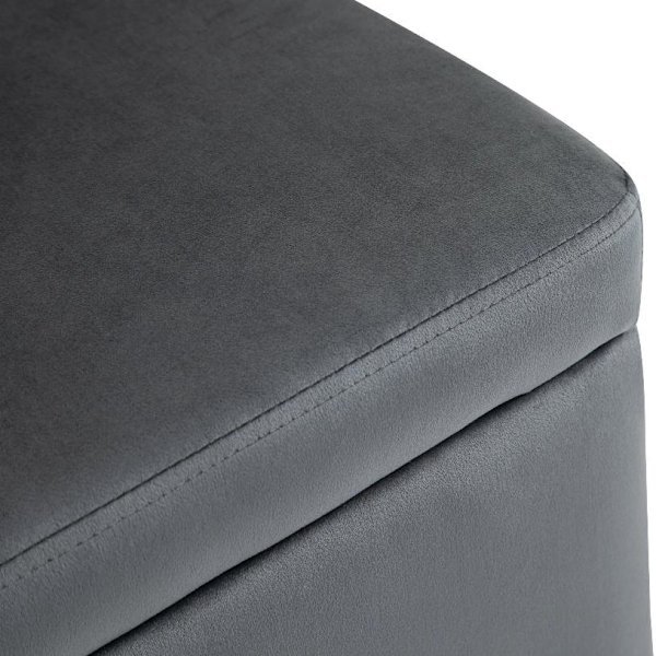 Rootz Hocker - Fotpall - Pall - Förvaringsutrymme - Klädd - Mörkgrå - Järn - 100 x 40 x 42 cm