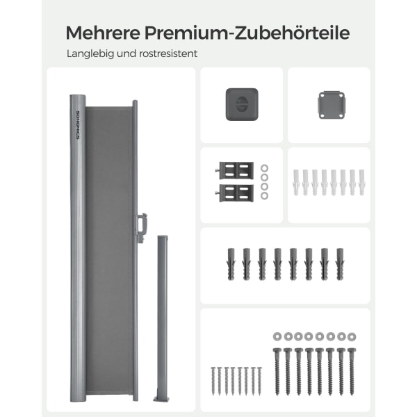 Rootz sidomarkis - Solskydd - Utomhustak - Ram av aluminiumlegering - Polyestertyg - UV-skydd - Enkel installation - 180cm x 400cm