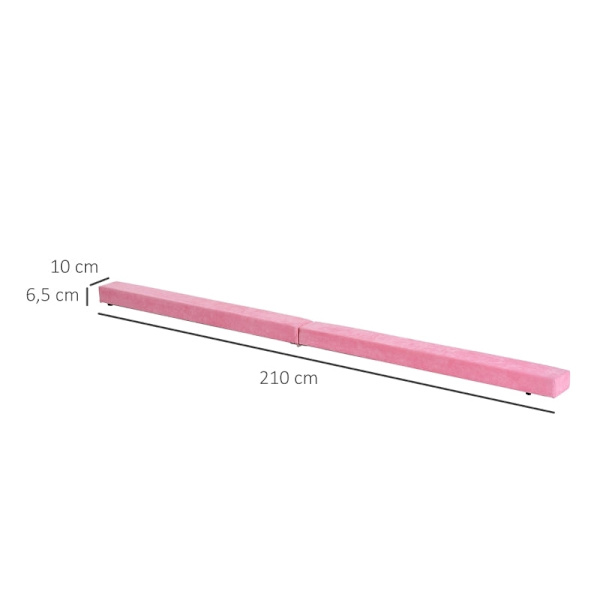 Rootz Balansbalk - Gymnastikbalk - Inomhus - Utomhus - Fällgymnastik - Balansbalk - Upp till 120 Kg - Rosa - 210L x 10W x 6,5H cm