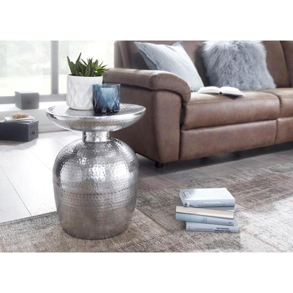 Rootz sidebord aluminium 36 x 46 x 36 cm bord sølv orientalsk rundt - Designer arkiveringsbord metal moderne - Lille bord - Lille Hammerschlag Abstell