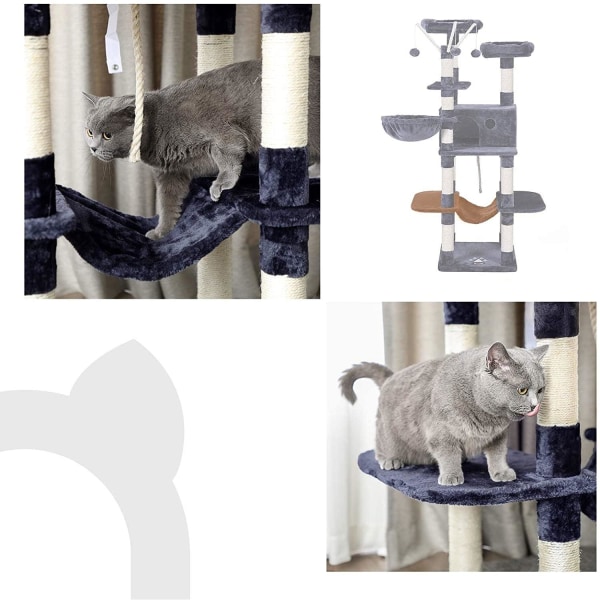 Rootz XXL Kradsestolpe til katte - Kattetræ - Røggrå - 50 x 50 x