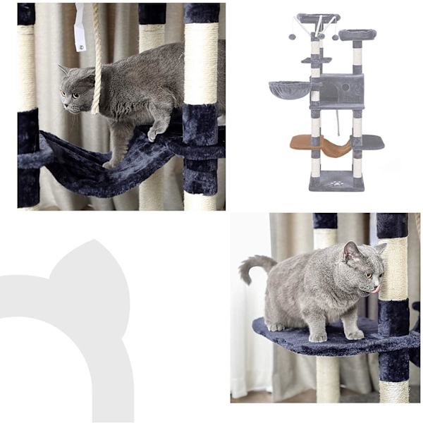 Rootz XXL Kradsestolpe til katte - Kattetræ - Røggrå - 50 x 50 x 164 cm