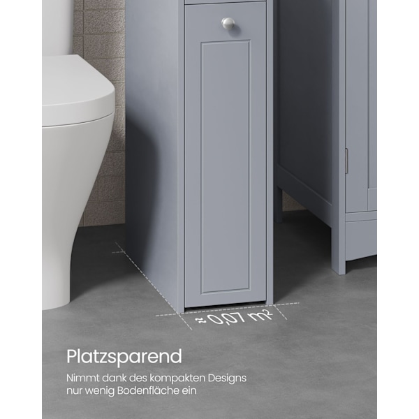 Rootz Dove Grey smalt badeværelsesskab - Opbevaringsskab - Organizer - MDF-materiale - Letvægts - Pladsbesparende - Nem montering - 40cm x 18cm x 70cm