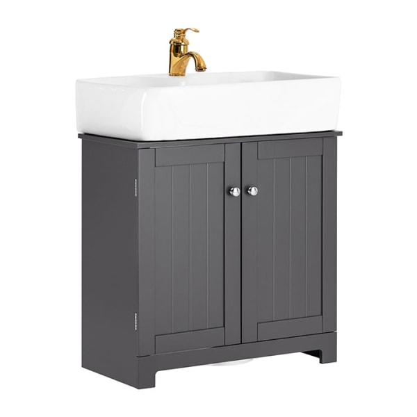 Rootz Badrumsskåp - Diskbänksbasenhet - Förvaringsorganisator - MDF-konstruktion - Magnetlås - Justerbar hylla - 60cm x 60cm x 30cm