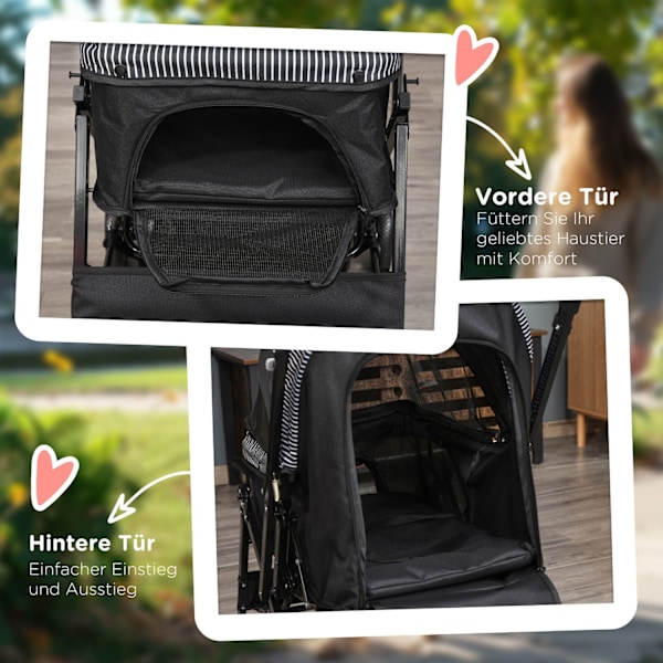 Rootz Dog Buggy Pet Stotaler - Koirakärry - Kissan buginen - palautuva kahva - 76,5 x 52 x 95 cm