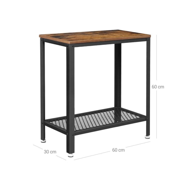 Rootz Sidebord - Sidebord i industriel stil med hylde - Accentbord - Sengebord - Dekorativt sidestativ - Endebord til stuen - Spånplade - Stål - Vinta