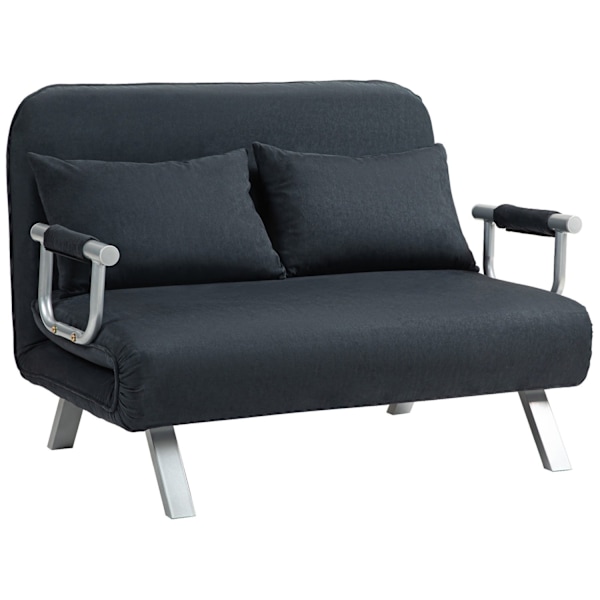 ROOTZ 2 -SEATER SOFA BED - KONVERTIBELSE SOCIE - SLEEPER SOFA - 5 -vejs justerbar komfort - 111x80x78 cm - sort efterligning, stålramme, puder inklude