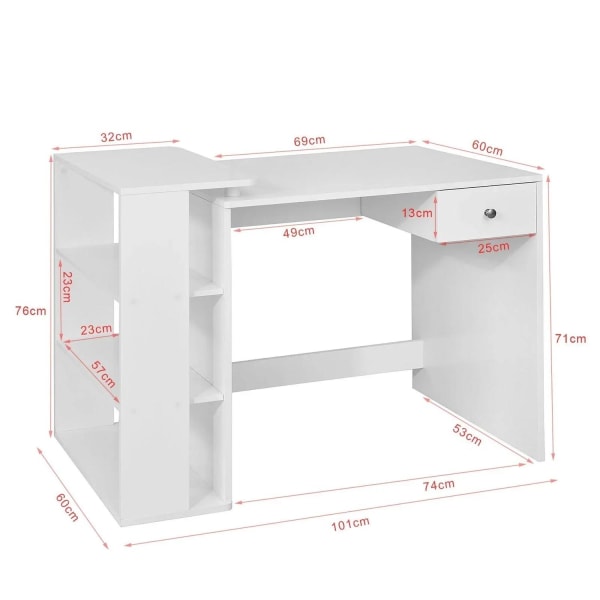 Rootz- Hjemmekontor Bordskrivebord- Computerbord Computerarbejdsstation med opbevaringshylder