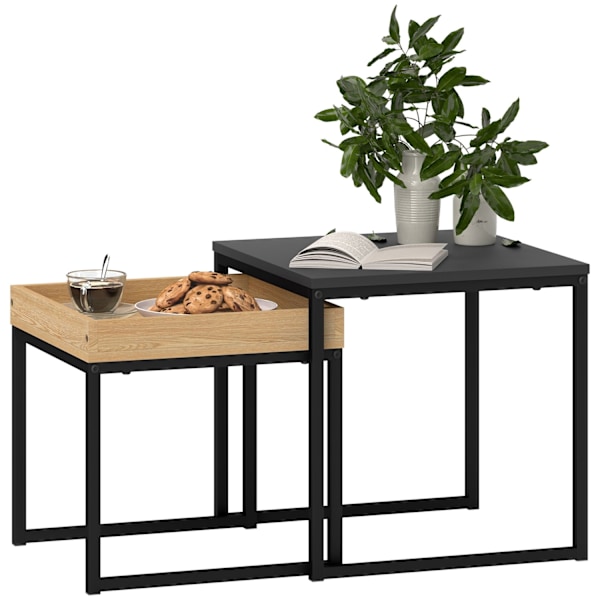 Rootz Moderne sofabordsæt - sofaborde - sideborde - holdbart MDF -stål - 45x45x45cm & 40x40x40cm