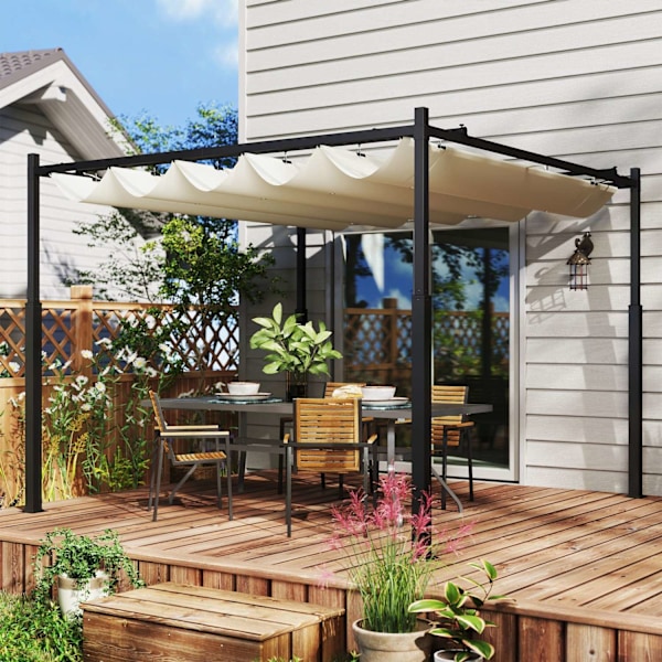 Rootz Pergola Gazebo - Puutarhakatos - Ulkopaviljonki - UPF30+ Suojaus - 298 cm x 298 cm x 230cm - valkoinen - musta