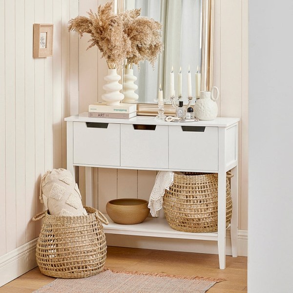 Rootz Modern Console Bord FSB51-W - Skænk - Hallbord - Holdbar MDF-konstruktion - Rummelig opbevaring - Ridsefast - 93cm x 79cm x 33cm