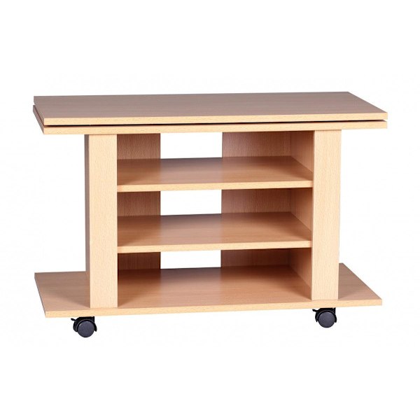 Rootz TV HiFi Bench Beech TV-taso, käännettävä ja rullattava 75 x 38 x 51 cm