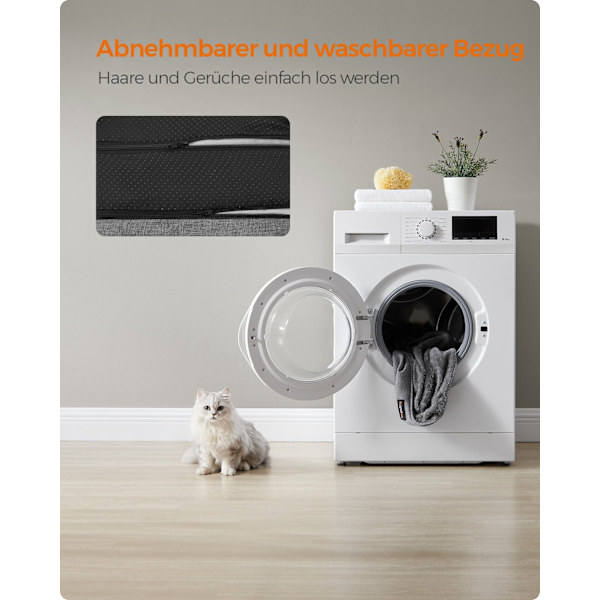 Rootz lysegrå hundeseng - kæledyrsseng - polstret måtte - imiteret linned - plys - PP polstring - skridsikkert stof - 60 cm x 50 cm x 21 cm