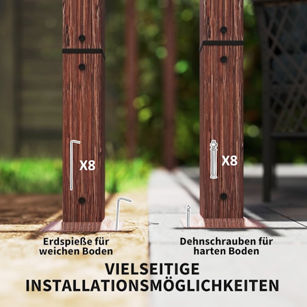 Rootz 3x4m Garden Pergola - Justerbart terrasstak - utomhuspaviljong - UPF30+ Solskydd - 382x300x232cm