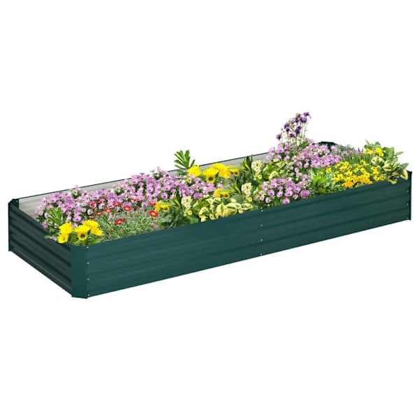 Rootz Metal Upphöjd trädgårdssäng - Planteringslåda - Utomhusplanterier - Växande blommor - Örter - Enkel montering - Grön - 95L x 90,5W x 29,8H cm