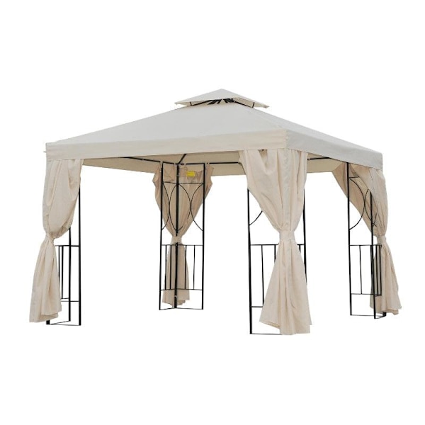 Rootz Metal Gazebo - Trädgårdspaviljong - Bröllopsfestpaviljong - Partytält med dubbla tak - Cream