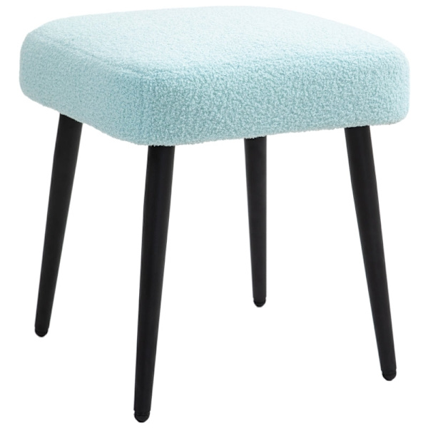 Rootz skammel med kashmir-look stof - Fodstøtte - Stålben - Lyseblå - 42cm x 42cm x 47cm