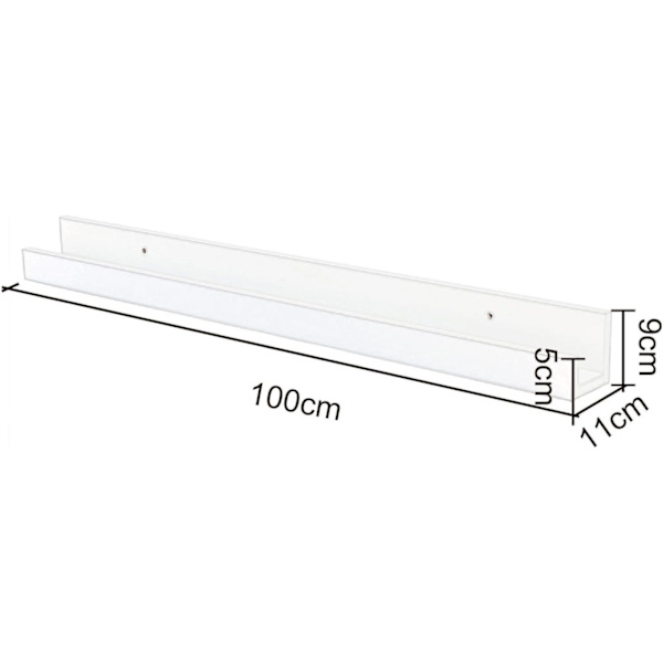 Rootz kelluva hylly - Seinähylly - Valkoinen seinäteline - Laadukas MDF - Tilaa säästävä - 100cm x 11cm x 9/5cm