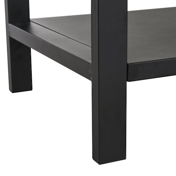 Rootz Køkkenvogn - Serveringsvogn - 2 hjul - 3 kroge - 2 niveauer - 128 x 46,5 x 86,5 cm - Sort - Rustfrit stål