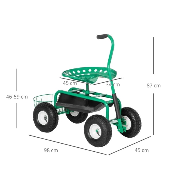 Rootz Trädgårdsvagn med Rullsits - Hyllkorg - Små trädgårdsredsk