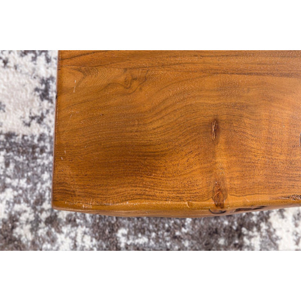 Rootz Design sofabord massivt træbord med trækant 56x38x51 cm - Sheesham træbord med metalben - Stuebord i rustik landstil