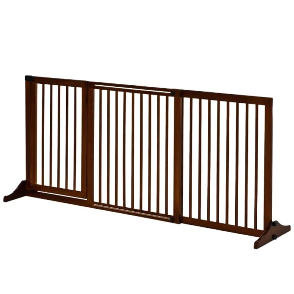 Rootz Barrier - Koiran kaide - Koiran oven portti - Puinen turvaportti - Vapaasti seisova koiraportti ovella - Konfigurointiportti - Ruskea - 113-166