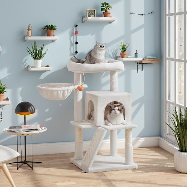 Rootz Ultimate Cat Tree - Stor platform - Scratching Post - Plush & Sisal - 48,1 x 48,1 x 96,1 cm