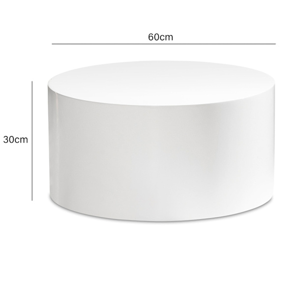 Rootz Elegant Soffbord - Runt bord - Högblank finish - Vit - Fjärrkontroll Hylla - Användning i flera rum - Golvskydd - 60cm x 60cm x 30cm