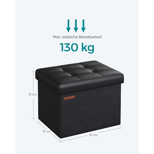 Rootz Seat Chest - Förvaring Ottoman - Fotpall - Multifunktionell - 31cm x 41cm x 31cm - Snygg design - PU/MDF/Foam - 2,1kg