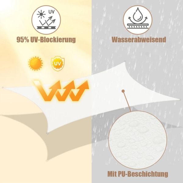 Rootz Premium udendørs solsejlsskærm - UV-beskyttelse - Vandtæt dæksel - Holdbar og nem installation - 3,5 m x 5 m