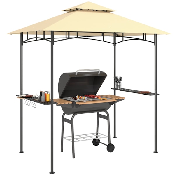 Rootz Grill Pavilion With LED - Garden Gazebo - BBQ Shelter - Water -avvisande & flam -retardant - 240 x 150 x 258 cm
