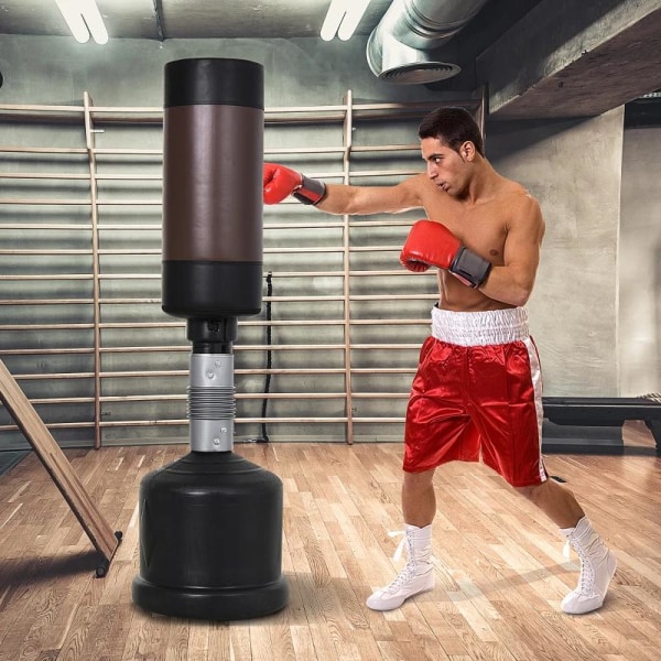 Rootz Standing Punching Bag - Boxing Doll - Boxing Partner - Punching Bag Box - Black/brown - 158-186 Cm