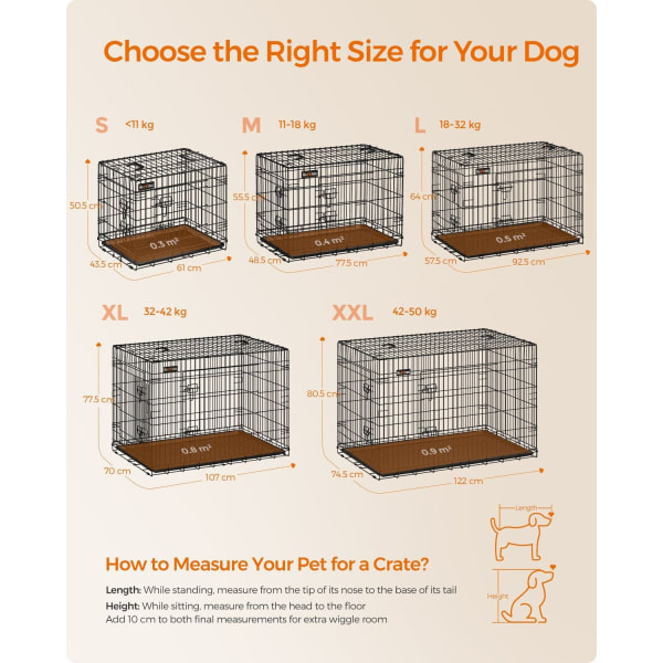 Rootz Iron Wire Dog Crate - Djurbur - Valphägn - Träningskennel - Järntrådskonstruktion - ABS-plast - 122cm x 81cm x 76cm