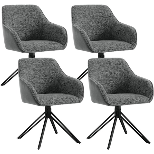 Rootz Swivel Dining Chair - Modern Stol - Bekväm fåtölj - Boucle Tyg - 58cm x 82cm x 53,5cm