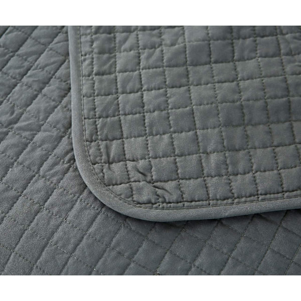 Rootz Vendbart Sengetæppe - Sofatæppe - Polyester - Åndbar - Alsidig - Mørkegrå - 360 g/m² - 1 cm Kant - 150 cm x 200 cm
