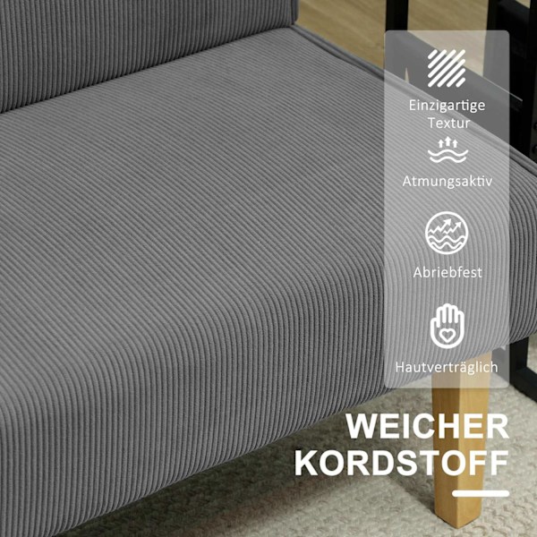 Rootz Two Seater Cordboy -sohva - Loveseat - Sohva - Mukava pehmuste - 110 cm x 62 cm x 85 cm