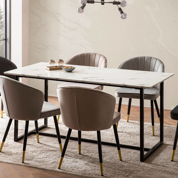 Rootz Stor spisebord - Rektangulær marmor Look Bord - Moderne spisebord - Sæder 8 - Robust design - 180 cm x 90 cm x 76 cm