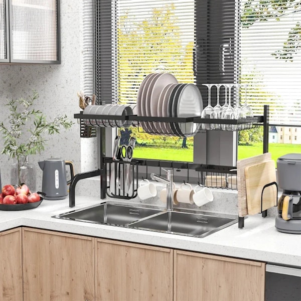 Rootz Dish Drainer - Justerbar längd - Många element - Flexibelt arrangemang - Svart - 93 x 30 x 52cm