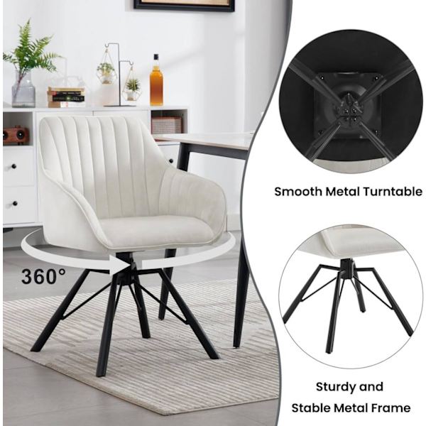 Rootz roterande matstolar Set med 4 - Sammetsfåtöljer - Vridstolar - 360 graders rotation, bekväma och robusta - 58 cm x 83,5 cm x 53,5 cm