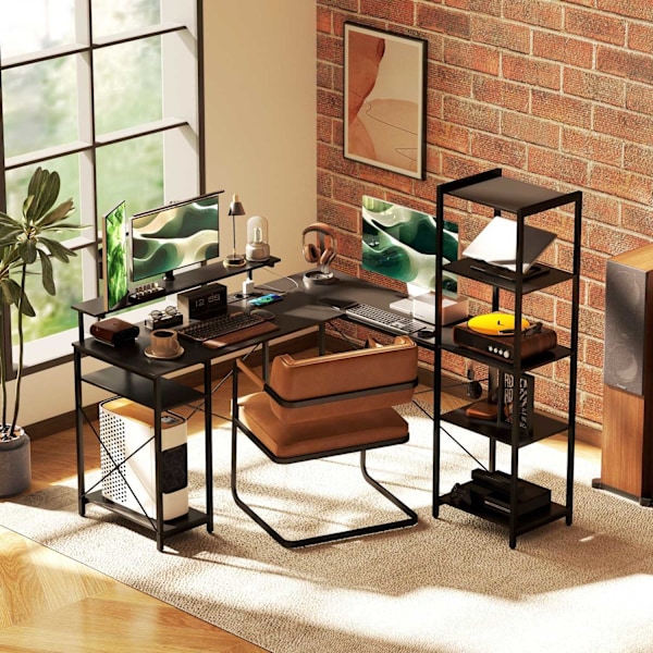 Rootz L Form Desk - Corner Computer Desk - Ergonomic Office Table - Laddningsstation - 137 cm x 140 cm x 139,5 cm