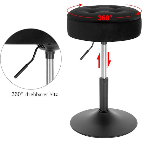 Rootz justerbar sammetsbarstol - Bänkstol - Kökspall - Slitstark, mångsidig, förvaring - Sittdiameter 39,5 cm, Ht 49,5-65 cm, Basdiameter 38,5 cm