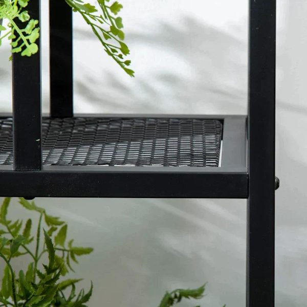 Rootz Flower Stand - Plantestativ med 4 hylder - Vejrbestandig - Plantestativ - Sort - 91 cm x 25 cm x 83 cm