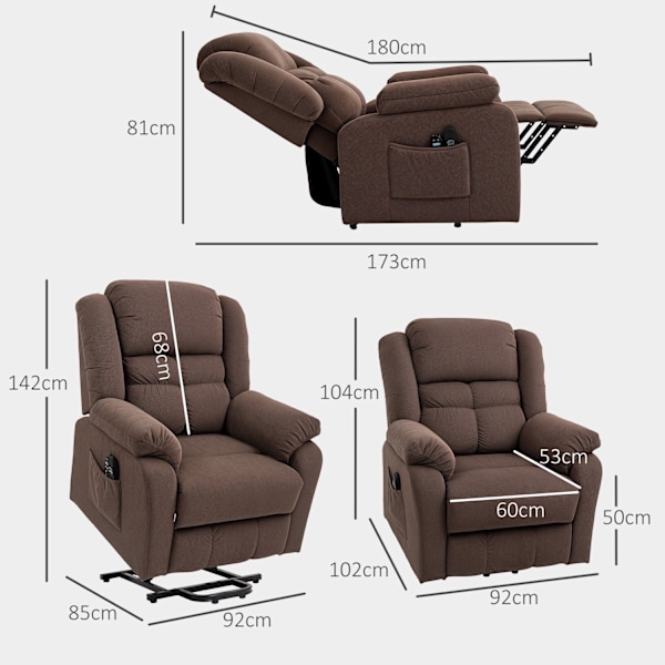 Rootz stand -up återfasarstol - massagestol - uppvärmd stol - mysig komfort - 92W x 102d x 104h cm - brun sammetfinish