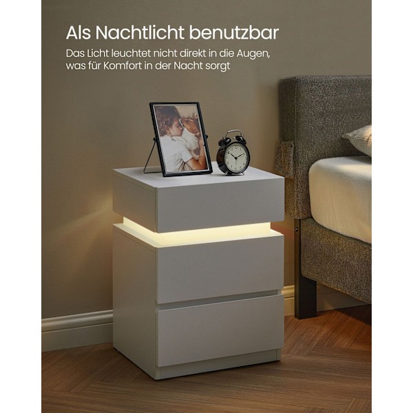 Rootz Sorn sidebord - LED -belysningsbord - Justerbare farvelys - Moderne boligindretning - 33,5 x 40 x 55 cm