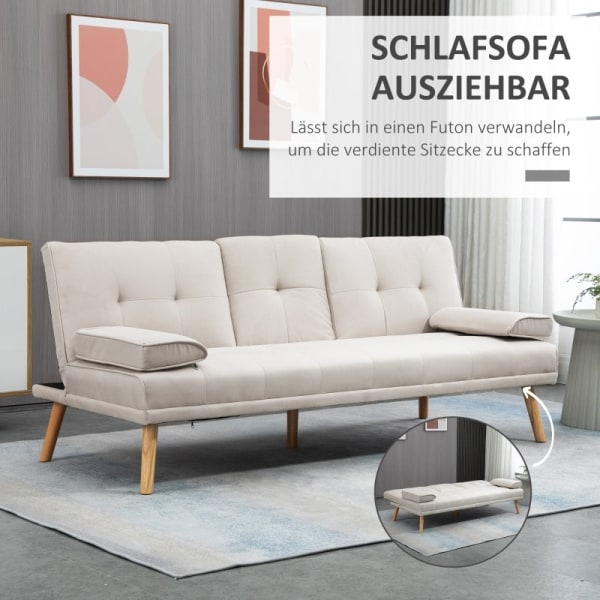 Rootz 3-sits bäddsoffa - Bäddbar soffa - Bäddsoffa - Justerbart ryggstöd - Praktiskt sidobord - 181cm x 77cm x 78cm - Linnetyg