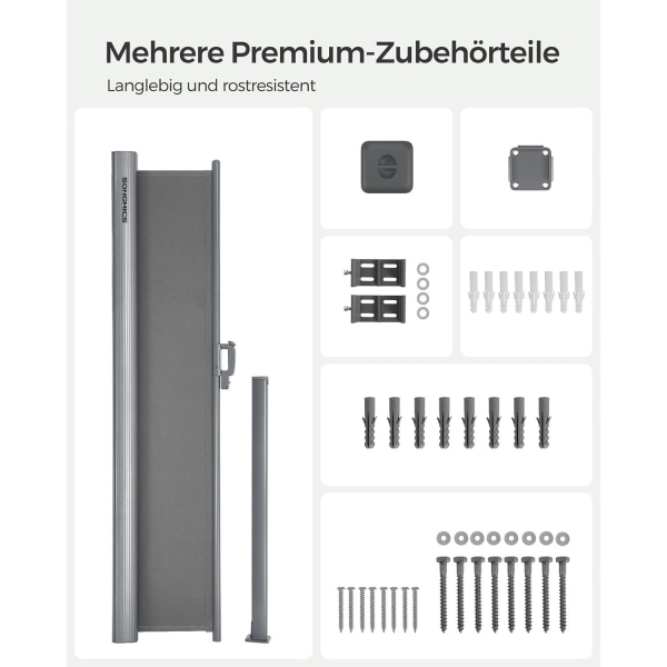 Rootz sidomarkis - Solskydd - Utomhustak - Ram av aluminiumlegering - Polyestertyg - UV-skydd - Enkel installation - 160cm x 400cm