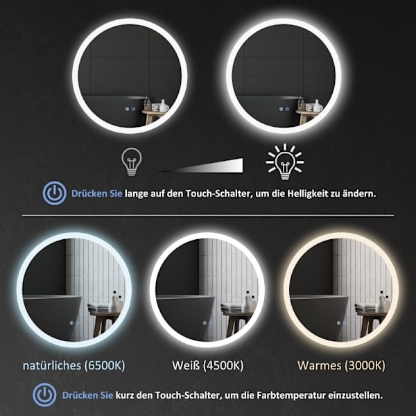 Rootz LED badrumsspegel - Väggmonterad sminkspegel - Justerbar ljusstyrka - Minnesfunktion - Immskydd - IP44 - 60cm x 3cm