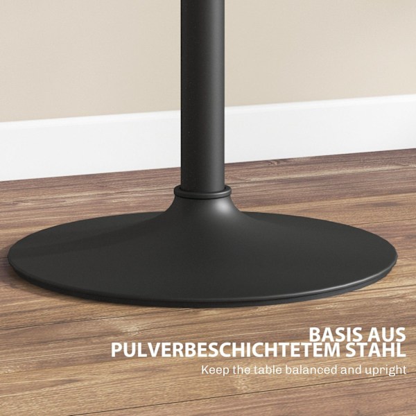 Rootz Marble Look Bar Table - Bistro Table - Højdejusterbar tabel - Rumbesparende design - 60 x 60 x 68-93,5 cm