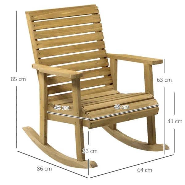 Rootz Havestol - Gyngefunktion - Bredt sæde og ryglæn - Naturlig