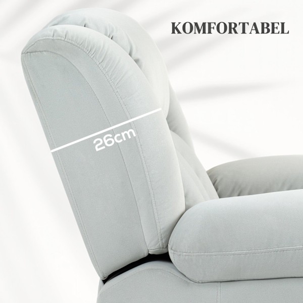 Rootz Electric Riser Stol - hvilestol - massagestol - fløjlsstof for optimal komfort - 101W x 93d x 104H cm